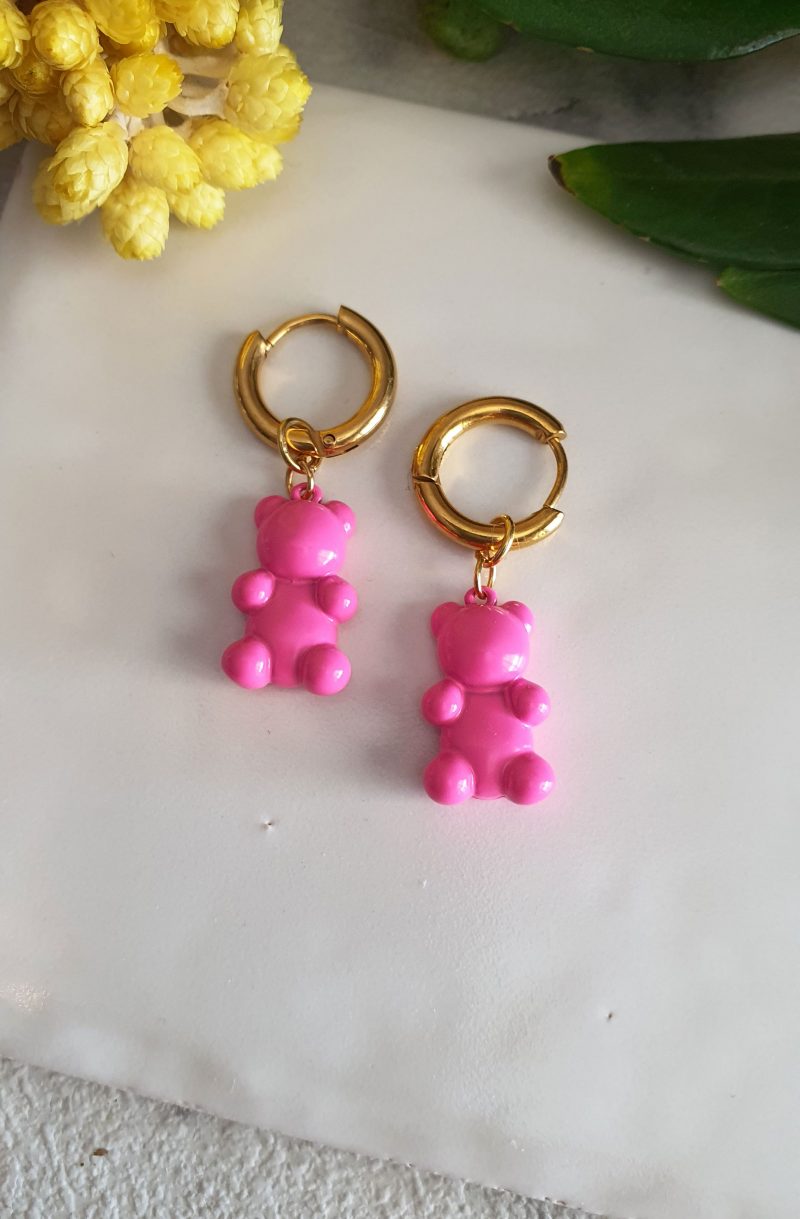 teddy pink earrings