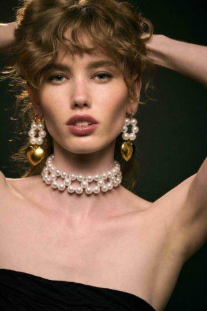 MA PERLE κολιέ choker με λευκή πέρλα.